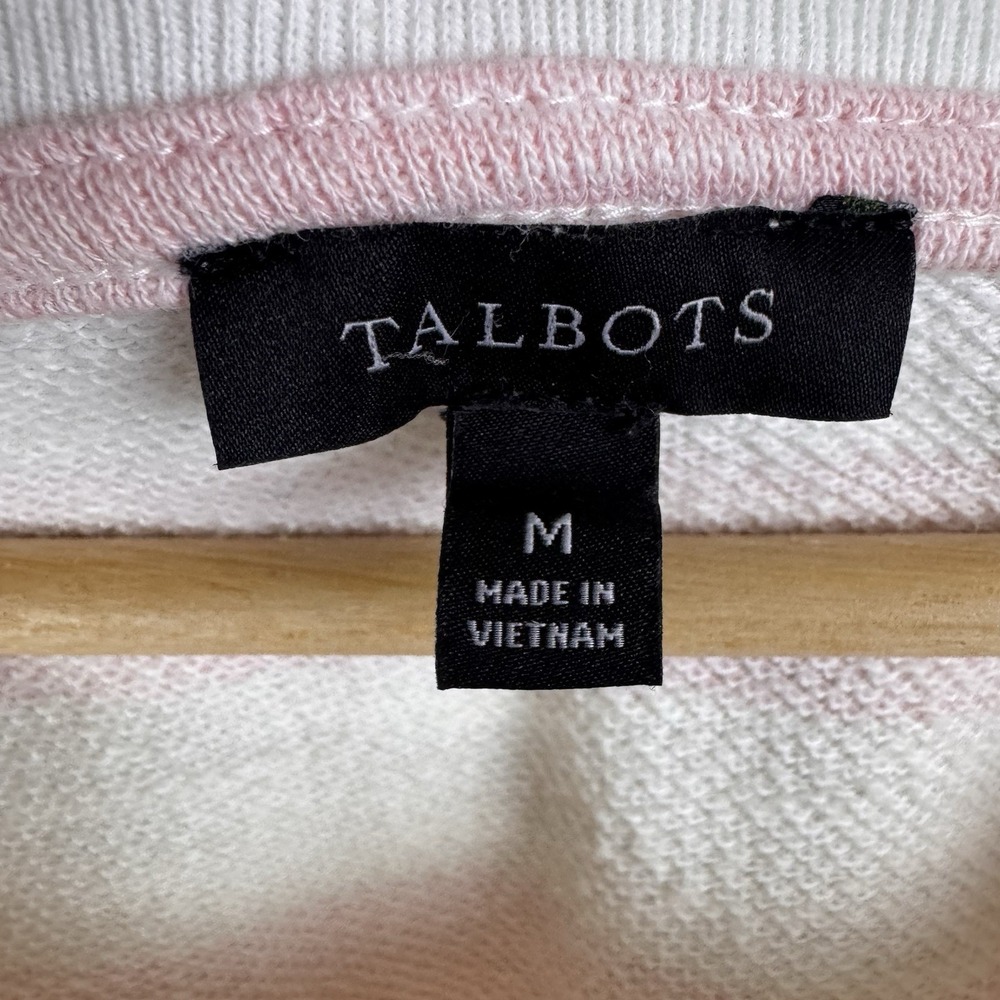 TALBOTS White Pink 100% Cotton STRIPE TOP SWEATSHIRT Medium - Picture 11 of 16